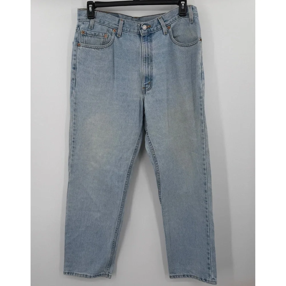 Vintage Levis 550 Relaxed Fit Tapered Leg Light Wash Jeans Made in USA 36x30